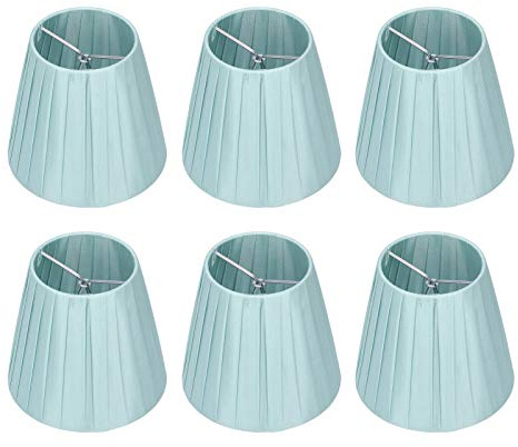 6 Pieces of Fabric Lampshades, Chandelier Lampshades, Clamp Type Mounting Base, Suitable for Small A, B, C, F, And P Type Bulbs.