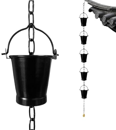 Acunny Cadena de lluvia para canalones, recogedor de lluvia para jardín, cadena de cascada inoxidable, para protección de la base, propietarios de casa, patio trasero, exterior, cabaña, entrada