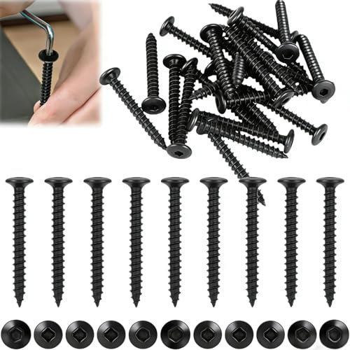 40 Stück Flachkopf-Innensechskantschrauben M6x40mm, Schwarz | Oxidierte Oberfläche Rost- Und Korrosionsbeständig, Ideal Für Akustikplatten, Möbelbau, Dekoration, Industrie,DIY-Projekte