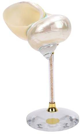 CHEOTIME Conch Shell Wine Glasses, Martini Goblet Cocktail Glasses, Polished Seashell Wedding Wine Cup, Unique Conch Shell-Shaped Design Champagne Glass for Birthday Party (White)