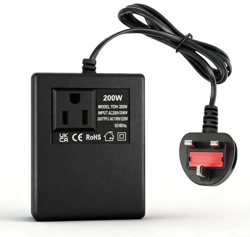 Rppiup 200W Step Down Power Voltage Converter Transformer, 220v/240v to 110v/120v Smart Plugs UK, Efficient Intelligent 110v Transformers, US to UK Voltage Converter for WiFi POS Machines & Power Bank