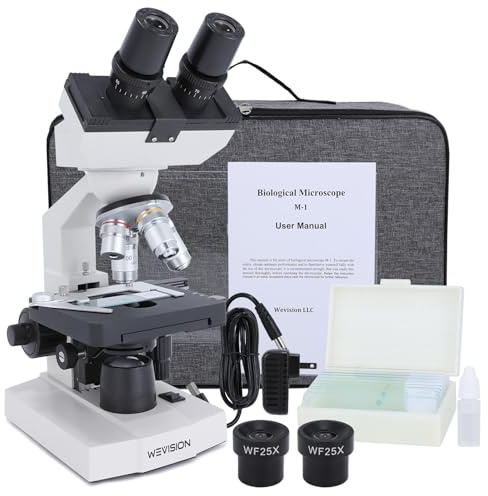 Microscopio compuesto binocular de laboratorio profesional 40X-2500X para investigación clínica, 4 objetivos acromáticos, etapa mecánica de doble capa, enfoque coaxial, alcance LED de alta precisión