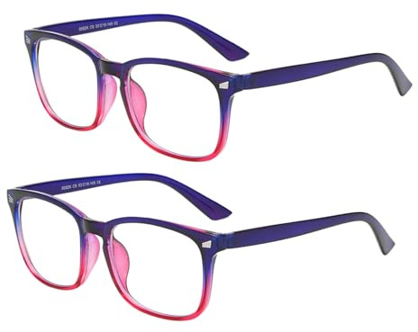 COLLBATH Lot De 2 Lunettes De Protection Contre La Lumière Bleue Pour Écran Idéales Pour La Lecture Et Les Jeux Vidéo Lunettes Tendance Pour Femmes Et Hommes Compatibles Avec Les