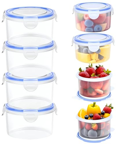 8 Pièces Boîte Plastique Alimentaire avec Couvercle Ronde, Réutilisable Boîtes Hermétiques Alimentaires, Petite Boîte Conservation pour le Sauce, le Yaourt, Micro-ondes Réfrigérateur Sécurité