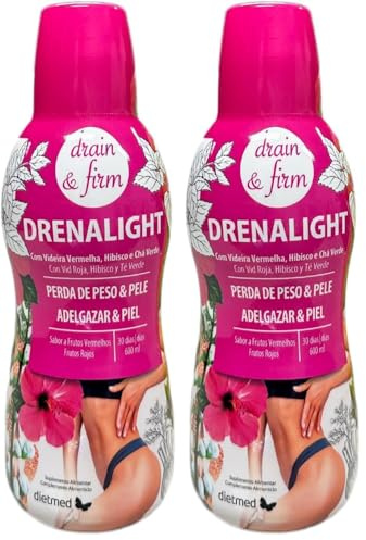 Dietmed | Drenalight Drain & Firm - 600 ml Solución Oral | Con Vid Roja, Hibisco y Té Verde | 30 días (Paquete de 2)