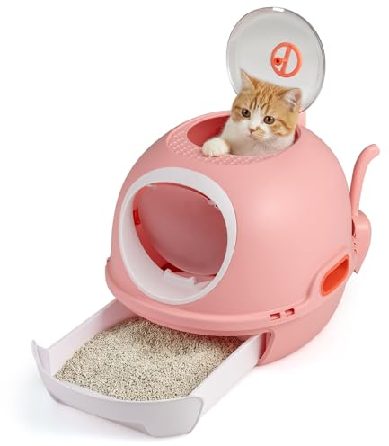 COSTWAY Lettiera per Gatti con Coperchio (Rosa)