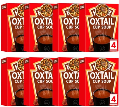 Oxtail Instant Cup Soup 4 X 15.5g, Pack Of 8, Low Fat, No Added MSG, No Artificial Colours or Preservatives