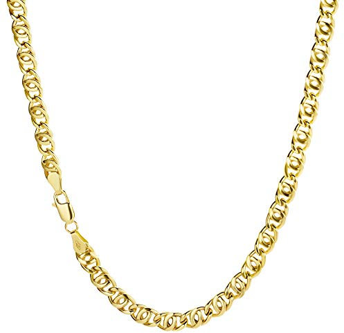 PRINS JEWELS 14 Karat 585 Gold 8er Panzerkette Gelbgold Kette Unisex - Breite 5 mm - Länge wählbar (45)