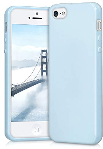 kwmobile Housse Compatible avec Apple iPhone SE (1.Gen 2016) / iPhone 5 / iPhone 5S Coque - Housse de téléphone Protection Souple en Silicone - Bleu Clair Mat