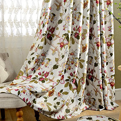 MYRU 2er-Set Romantische Gardinen Vintage Creme Vorhänge Klassische Blickdicht Vorhänge für Schlafzimmer Wohnzimmer (215 * 140 cm)