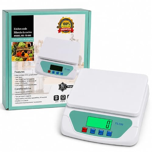 Topolenashop Bilancia Digitale Professionale 1g-30kg Con Display LCD Retroilluminato, Funzione Tara e Auto Spegnimento, Bilancia Elettronica Per Cucina, Pasticceria, Panificio e Ristoranti