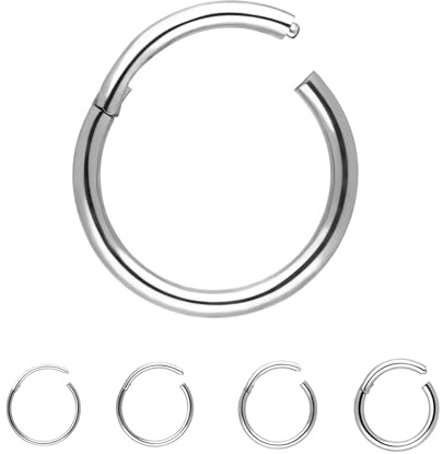 Treuheld® Titan Segment Clicker Piercing - Schwarz & Silber - 34 Größen - Segmentring Klicker