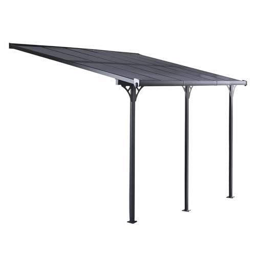 GARDIUN KIS13018 - Pérgola de Pared Elliot - 18.8 m² 619 x 305 x 227/272 cm, Aluminio y Policarbonato