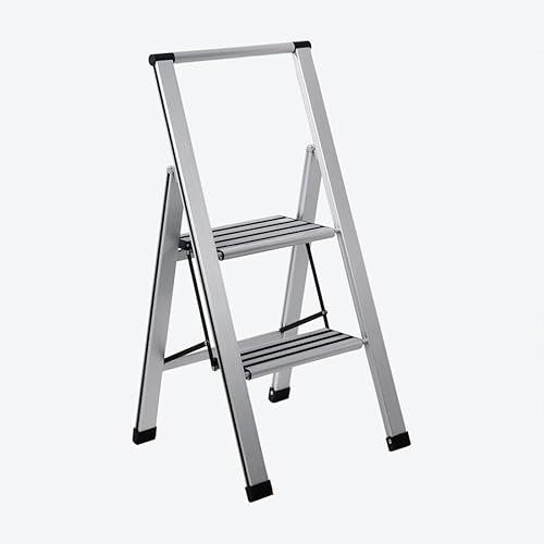 Hagen Grote 2-Stufen Sicherheitsleiter, Aluminium mit Kunststoff, 44 x 48 x 97 cm (B/T/H), zusammengeklappt 44 x 5,5 x 103,5 cm (B/T/H), wiegt 4,5 kg