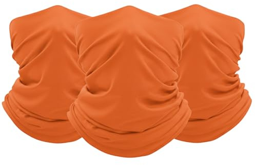 FUN FAN LINE - Confezione da 3 Scaldacollo Multifunzione per Uomo e Donna | Bandana Tubolare Termica Invernale per Moto, Ciclismo, Running e Trekking | Foulard Fascia per Capelli (Arancione)