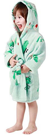 Taigood Jungen/Mädchen Bademäntel Kleinkind Kinder mit Kapuze Roben Plüsch weiche Pyjamas, Flanell Nachtwäsche für Baby Grün Krokodil