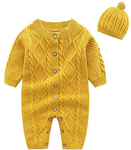 amropi Neonato Maglione Unisex Bambino Tutine Manica Lunga Pagliaccetto Lavorato a Maglia Tuta per 0-24 Mesi