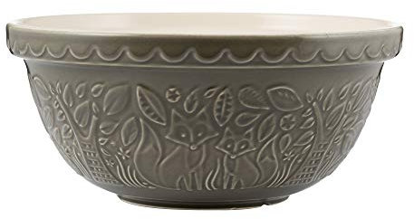 Mason Cash in The Forest Fox Mixing Bowl 4.5 Litre | 29cm Grey S12 Stoneware Bowl for Bread, Cake, Cookie, Pastry & Pudding Mixes, Embossed Woodland Design