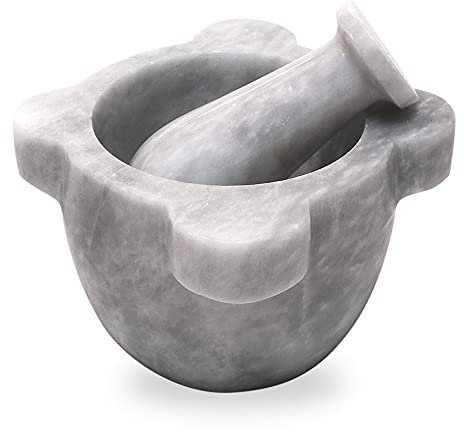 Mortero de cocina o herboristería con mortero de mármol de 15 cm de diámetro
