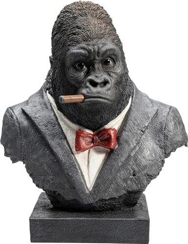 Kare Design Deko Objekt Smoking Gorilla, Schwarz, Gorillamotiv, Handgearbeitet, Handbemalt, Deko Skulptur, Dekoration, Modern, Wohnzimmer, 46x38x25 cm (H/B/T), Schwarzes