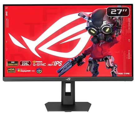 ASUS ROG STRIX XG27ACSR, Monitor Gaming da 27 HDR Fast IPS, Nero | (2560x1440), 220Hz OC, 0,3ms (min.) Response Time, Compatibile con ELMB Sync e G-Sync, USB-C, DisplayWidget Center