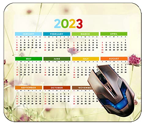 Spelmusmatta 2023 års kalender med semester, blomknopp blomster spelmusmatta