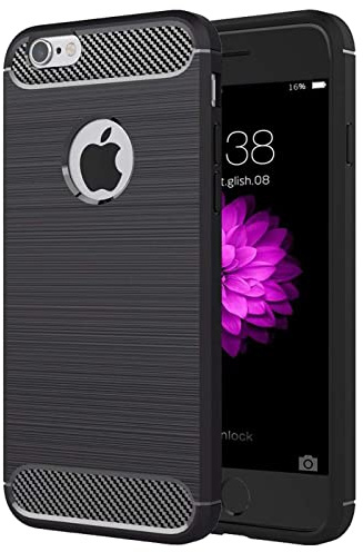 Verco Schutzhülle für Apple iPhone 6S Plus, iPhone 6 Plus robuste weiche Handyhülle für iPhone 6 Plus / 6S Plus Hülle Silikon Case - Schwarz
