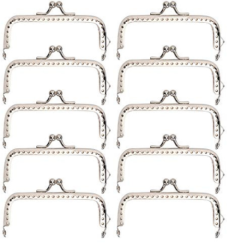 Marco de Monedero de 10 Piezas, Cierre de Broche de Monedero de Metal Cuadrado Clip de Bloqueo de Monedero de Estilo Antiguo Marco de Metal en Relieve Artesanal para Monedero de Bricolaje Monedero