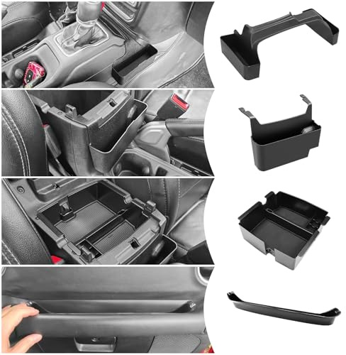 J Y Duo Organizer per console centrale, 4 pezzi, kit combinato per accessori interni per Jeep Wrangler JL JLU e Jeep Gladiator JT JTU, organizer per vassoio del cambio