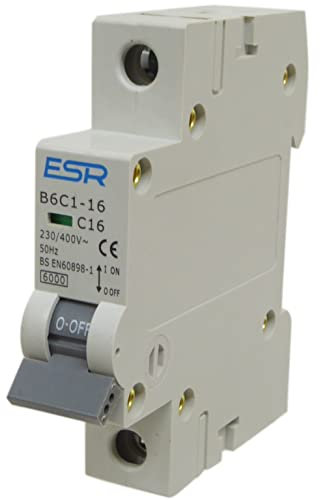 Type C MCB Circuit Breaker, Single Pole, Din Rail Mount, 6kA | 6A-63A Options (16 Amp)