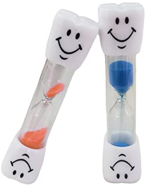 Sanduhr Zähneputzen Kinder - 2 Stück Timer Mit Smiley Zahnbürste, Bunter Sand Eieruhr für Küche, Kinder, Zuhause, Büro und Spiel (Ca. 3 Minuten)