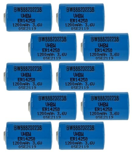 vhbw 10x ER14250 Rundzellenbatterien Ersatz für TL5151S | UHE-ER14250, TL-5151S - Spezialbatterien (1200 mAh, 3,6 V, Li-SOCl2)