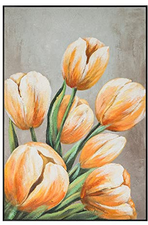 Ölbilder Auf Leinwand Handgemalt, Orange Textur Tulpe Blume Pflanze Modernes Abstraktes Kunstwerk Rahmenlose Original Handgemalte Ölgemälde Auf Leinwand Wandkunst Für Wohnzimmer Schlafzimmer B