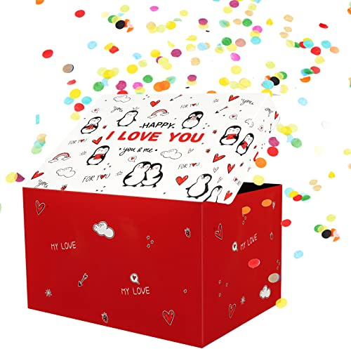 OFFCUP DIY Explosion Gift Box with Confetti for Birthday, Valentines, Wedding, Anniversary, Congratulations for Man, Woman, Boy, Girls, Friends