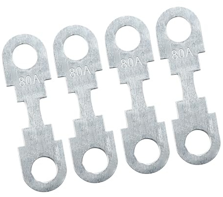 A ABSOPRO 80A Flat Fuse Strip Metal Silver Tone for Car DC 32V (Set of 4)