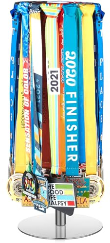 Shimeyao Medal Hanger Display Medal Display Rotatable Medal Holder Rotating Metals Display Rack Adjustable Award Holder Stand for Basketball Running Sports Race, Hold Over 30 Medals