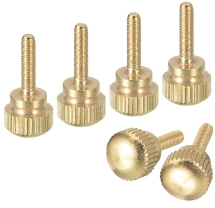 QUARKZMAN M3x12mm Rändelschraube, 6 Stück Messing Rändelschraube Bolzen mit Schultergriffknöpfen Befestigungselemente, Messingfarbe