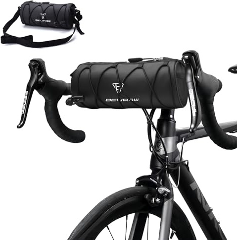 Borsa Anteriore Bici, Borsa da Manubrio Anteriore per Bicicletta, 2.4L Borsa Manubrio Impermeabile Bici con Tracolla Removibile, Accessori per Borse da Mountain Bike per Bici da Strada, Ciclismo