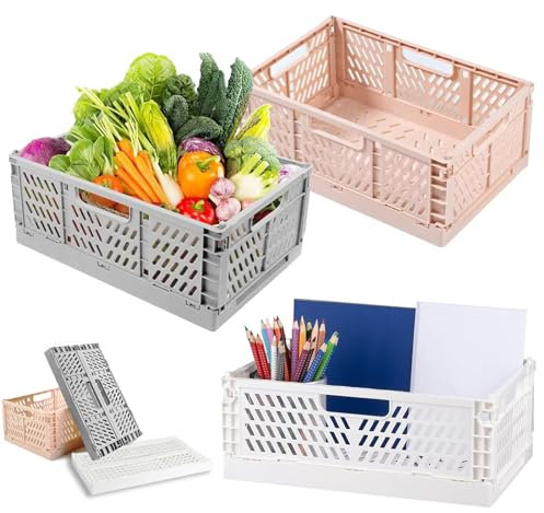 wintfarm 3 Stücke Klappbox faltbare aufbewahrungskisten,Plastik klappkiste,faltbox,faltbare aufbewahrungsbox,Klappkisten,aufbewahrungskiste,klappboxen stabil für Küche,Arbeitszimmer ( 30*20*12cm)
