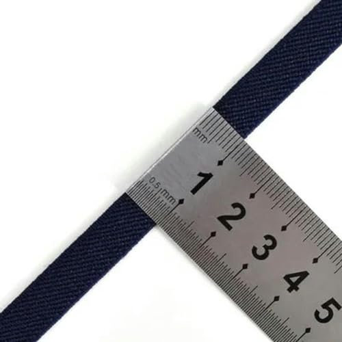 Banda de goma de 1 cm de ancho, color de cuaderno, banda estrecha suelta, de doble cara, banda elástica de sarga suave y gruesa, azul marino, 10mm-10M