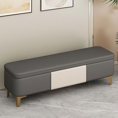 Sofabank bettbank Gepolstert Sitzbank mit Stauraum, Polsterbank mit Leder Aufbewahrungsbox, Fußhocker mit Metallregal für Flur Wohnzimmer Schlafzimmer