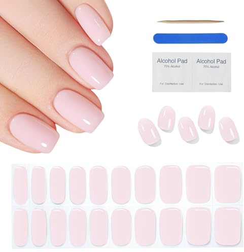 22 Pcs Pegatinas de Uñas Semi-Curado, Envolturas de Esmalte de Gel, Tiras UV, Lámina para Arte de Uñas DIY - Incluye Lima y Palo