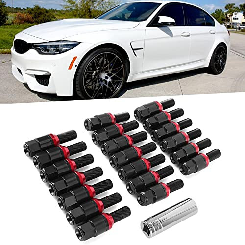 20Pcs Wheel Lug Bolts, Stud Tuner Style Wheel Screw Nuts, M14x1.25 Thread Fit for M3 F80 M2 F22/F23, Wheel Tire Lug Nuts Tire Repair Tools (Black)