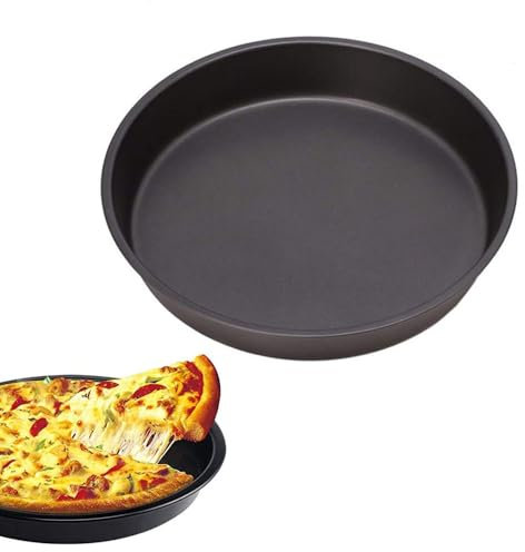 HUIQIHANG Pizza Pan, 8 inch Oven Tray, Non-Stick Carbon Steel Cake Tin, Dishwasher Safe Round Sandwich Pan, Cook Cookware for Baking Roasting Serving Oven Trays for Baking Applicable-(20cm, Black)