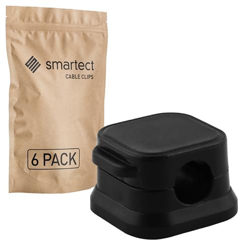 smartect Supporto per cavi autoadesivo con chiusura magnetica, nero, 6 pezzi, morsetti da parete per il fissaggio di cavi USB, alimentazione e ricarica, clip per cavi per la gestione dei cavi alla