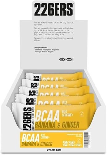 226ERS Endurance Fuel Bars, Barrita Energética Deportiva, Plátano 24 x 60 g | barrita energética con BCAA 8:1:1, sin azúcares ni siropes añadidos, sin gluten, sin lactosa, sin aceite de palma, vegano