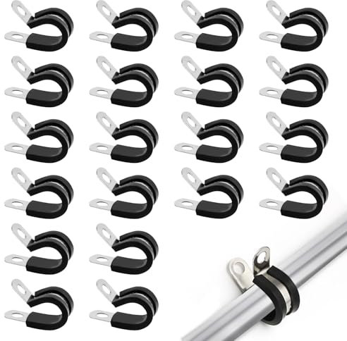 ARTGUTS 20 clip a P assortite in acciaio inox foderate in gomma, fascette stringitubo, fascette per tubi flessibili di montaggio per cavi, fascette per tubi in acciaio inox, clip a P rivestite in
