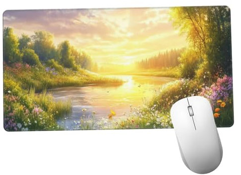 Amarillo Alfombrilla Ratón 1400x600x3mm Alfombrilla Raton XXL con Base de Goma Antideslizante, Lavable, Accesorios Gaming Atardecer, Ordenador Gamer Regalos, Mouse Pad Gaming Mejora La Velocida Y364