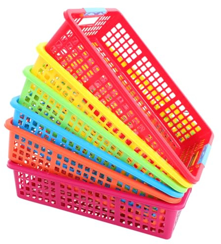 SEWACC 6 Stück Bunter PP Aufbewahrungsboxen aus Kunststoff Stapelbarer Organizer für A4-Dokumente Spielzeug Snacks Früchte Klassenzimmer Organizer mit Glattem Finish