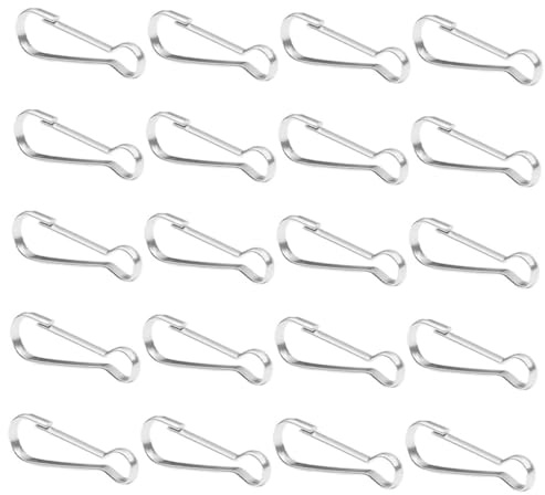 POPETPOP 20pcs Stainless Steel Hook Flagpole Snap Clips Spring Lanyard Clips for Flag Pole Hardware Attach Flags Hooks to Halyard Rope